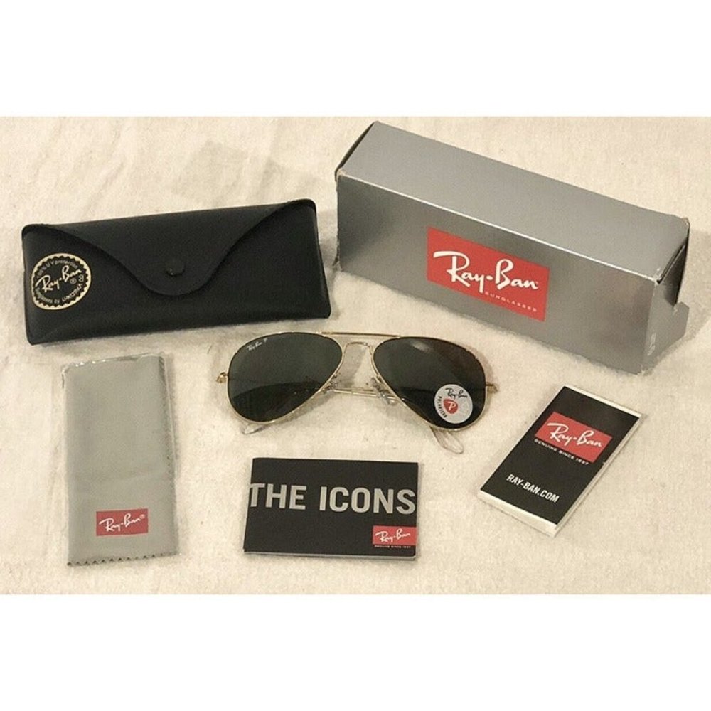 Ray Ban RB3025 Arista Green Large Aviator Metal Sunglasses 58/135 Brand New!